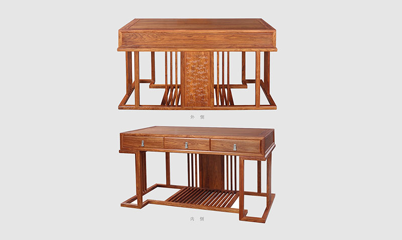 丰南 别墅中式家居书房装修实木书桌效果图