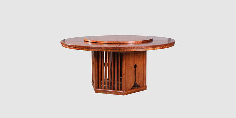 丰南中式餐厅装修天地圆台餐桌红木家具效果图
