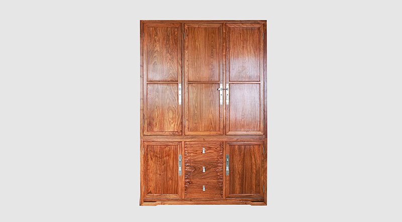 丰南中式实木三门衣柜家具效果图